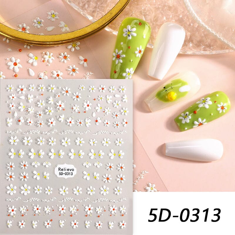 5D Embossed Flowers Nail Sticker Nail Sticker No Brand 07 