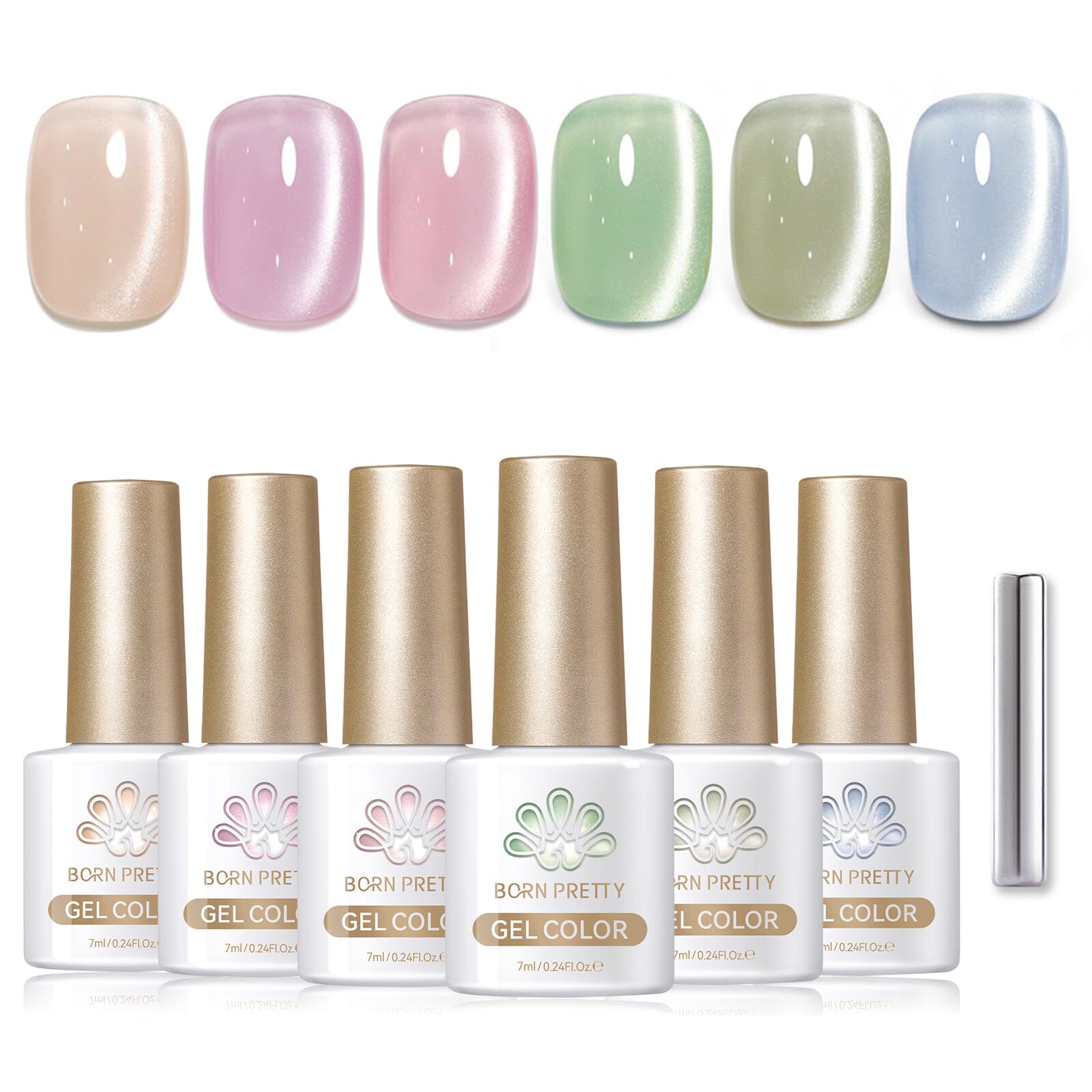 6 Colors Water Light Cat Magnetic Gel Polish Set M38 Chance 7ml Gel Nail Polish BORN PRETTY 
