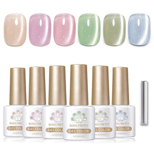 6 Colors Water Light Cat Magnetic Gel Polish Set M38 Chance 7ml Gel Nail Polish BORN PRETTY 
