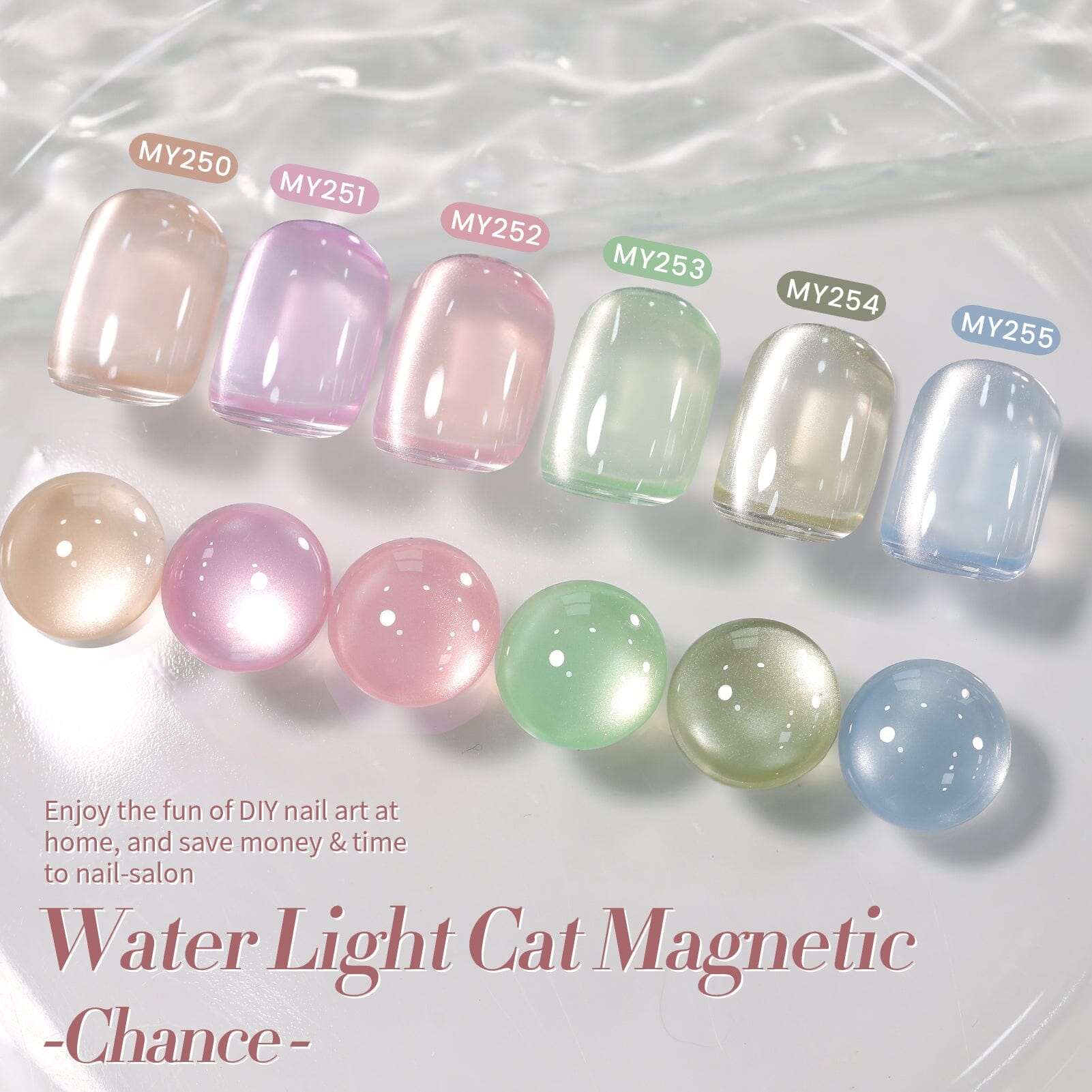 6 Colors Water Light Cat Magnetic Gel Polish Set M38 Chance 7ml Gel Nail Polish BORN PRETTY 