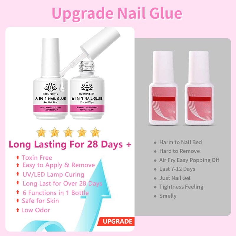 6 in 1 Nail Glue Gel Polish 15ml Base & Top Coat BORN PRETTY 