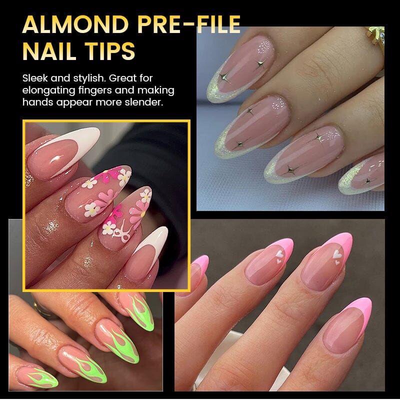 300pcs 15 Sizes Almond False Nail Tips Full Cover Half Matte Nails Nail Tips BORN PRETTY 