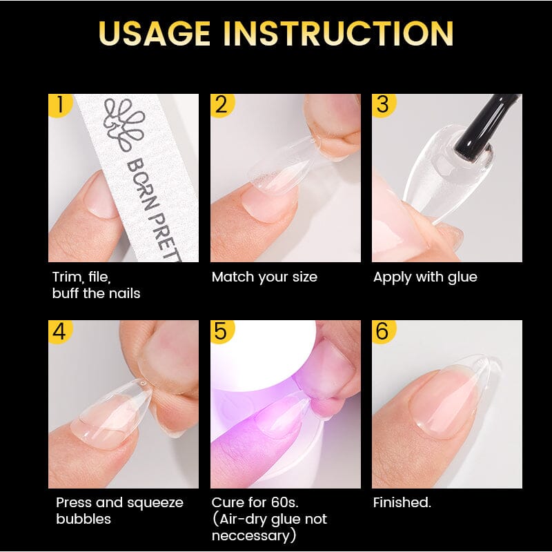 300pcs 15 Sizes Almond False Nail Tips Full Cover Half Matte Nails Nail Tips BORN PRETTY 