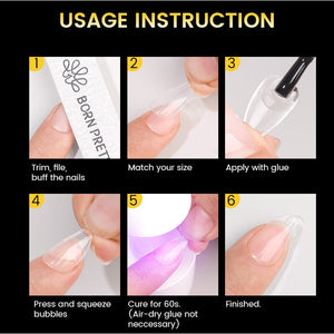 300pcs 15 Sizes Oval False Nail Tips Full Cover Half Matte Nails Nail Tips BORN PRETTY 