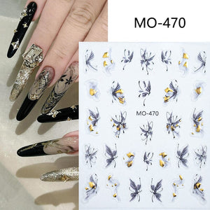 Gold Bronzing Butterfly 3D Nail Sticker M0-470-472 Nail Sticker No Brand 
