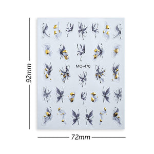 Gold Bronzing Butterfly 3D Nail Sticker M0-470-472 Nail Sticker No Brand 