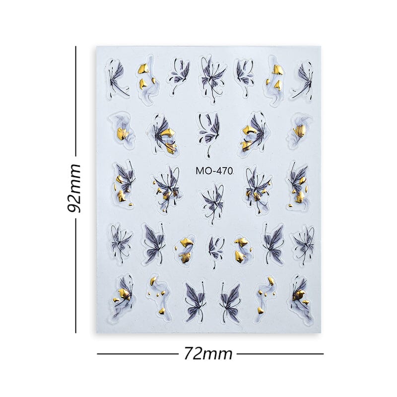 Gold Bronzing Butterfly 3D Nail Sticker M0-470-472 Nail Sticker No Brand 