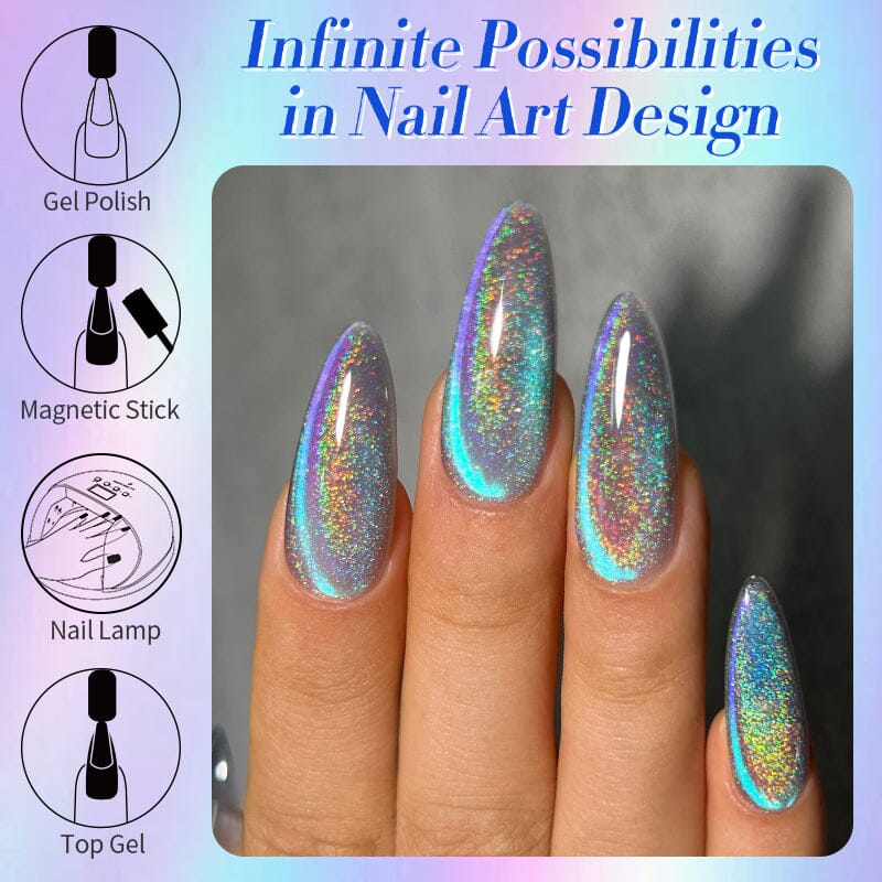 Blue Purple Holo Cat Magnetic Gel Polish MY122 Midnight 10ml Gel Nail Polish BORN PRETTY 