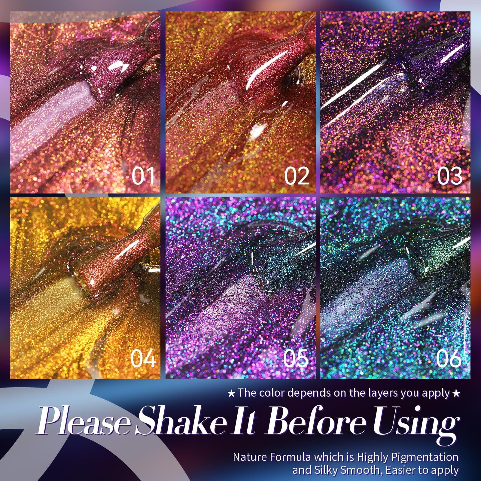 6 Colors Chameleon Nail Gel Polish S24 Infinity 7ml Gel Nail Polish BORN PRETTY 