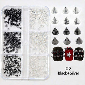6 Grids Metal Star Rivet 3D Nail Decorations Nail Decoration No Brand 02 
