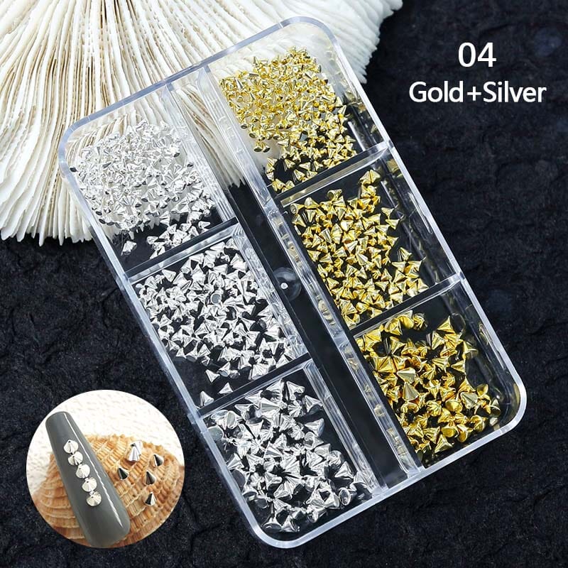 6 Grids Metal Star Rivet 3D Nail Decorations Nail Decoration No Brand 04 
