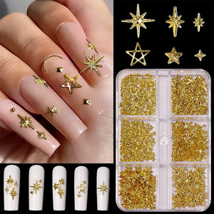 6 Grids Metal Star Rivet 3D Nail Decorations Nail Decoration No Brand 
