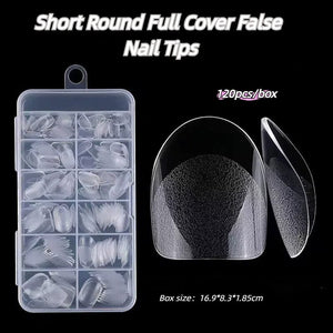 120pcs Short Oval Full Cover False Nail Tips Nail Tips No Brand 