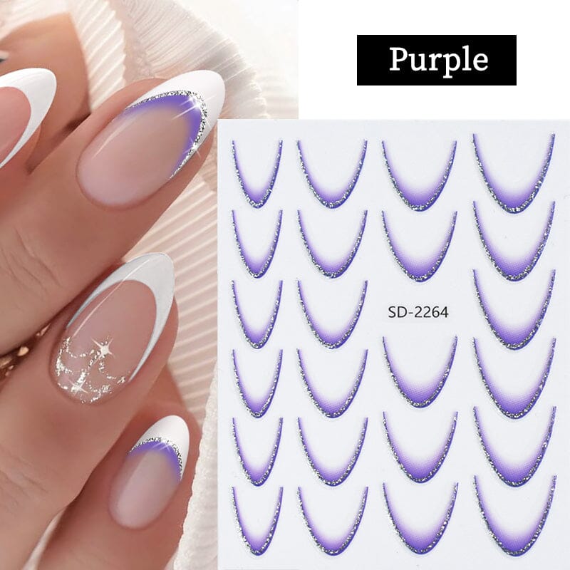 French Gradient Line 3D Nail Sticker SD2261-2272 Nail Sticker No Brand Purple 