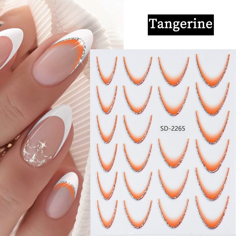 French Gradient Line 3D Nail Sticker SD2261-2272 Nail Sticker No Brand Tangerine 