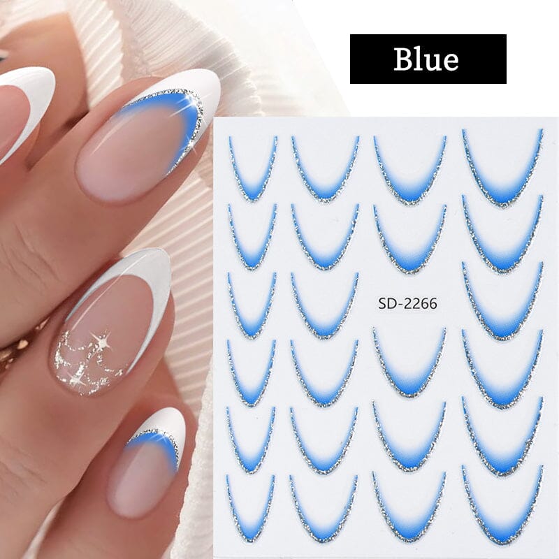French Gradient Line 3D Nail Sticker SD2261-2272 Nail Sticker No Brand Blue 