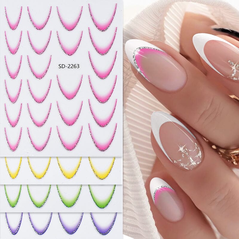 French Gradient Line 3D Nail Sticker SD2261-2272 Nail Sticker No Brand 