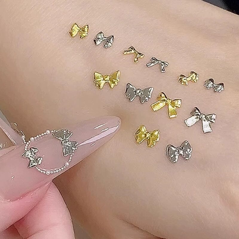 6 Grids Gold Silver Alloy Star Bowknot Nail Decoration Nail Decoration No Brand 