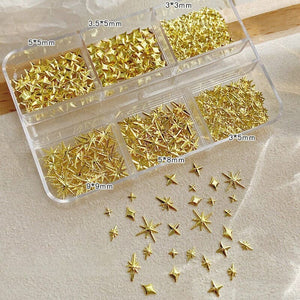 6 Grids Gold Silver Alloy Star Bowknot Nail Decoration Nail Decoration No Brand 