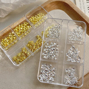 6 Grids Gold Silver Alloy Star Bowknot Nail Decoration Nail Decoration No Brand 