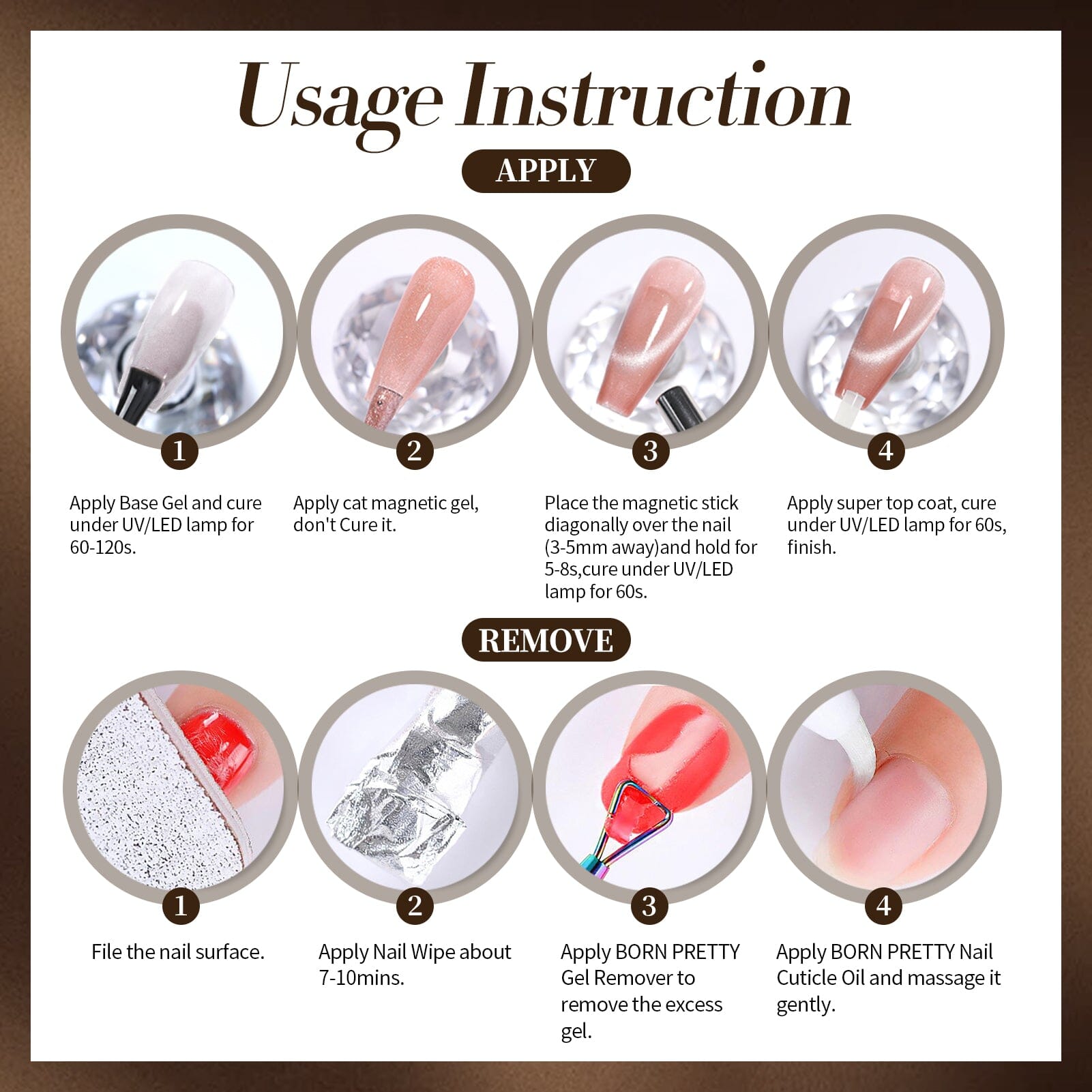 Brown Colored Cat Magnetic Gel Polish MY247 Mint Chocolate 15ml Gel Nail Polish BORN PRETTY 