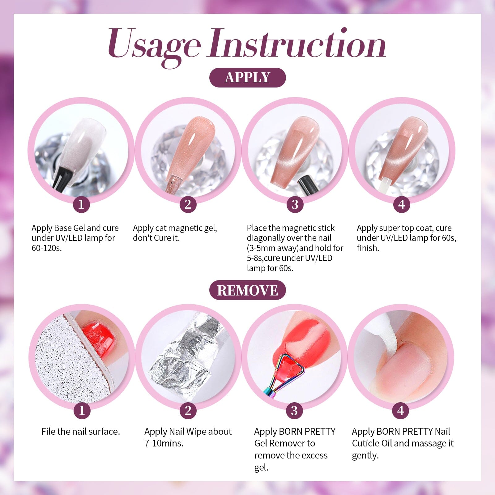 Purple Colored Cat Magnetic Gel Polish MY270 Honey Trap 15ml Gel Nail Polish BORN PRETTY 