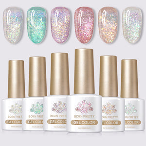 6 Colors Reflective Glitter Gel Polish Set T15 Crush Starlight 7ml Gel Nail Polish BORN PRETTY 