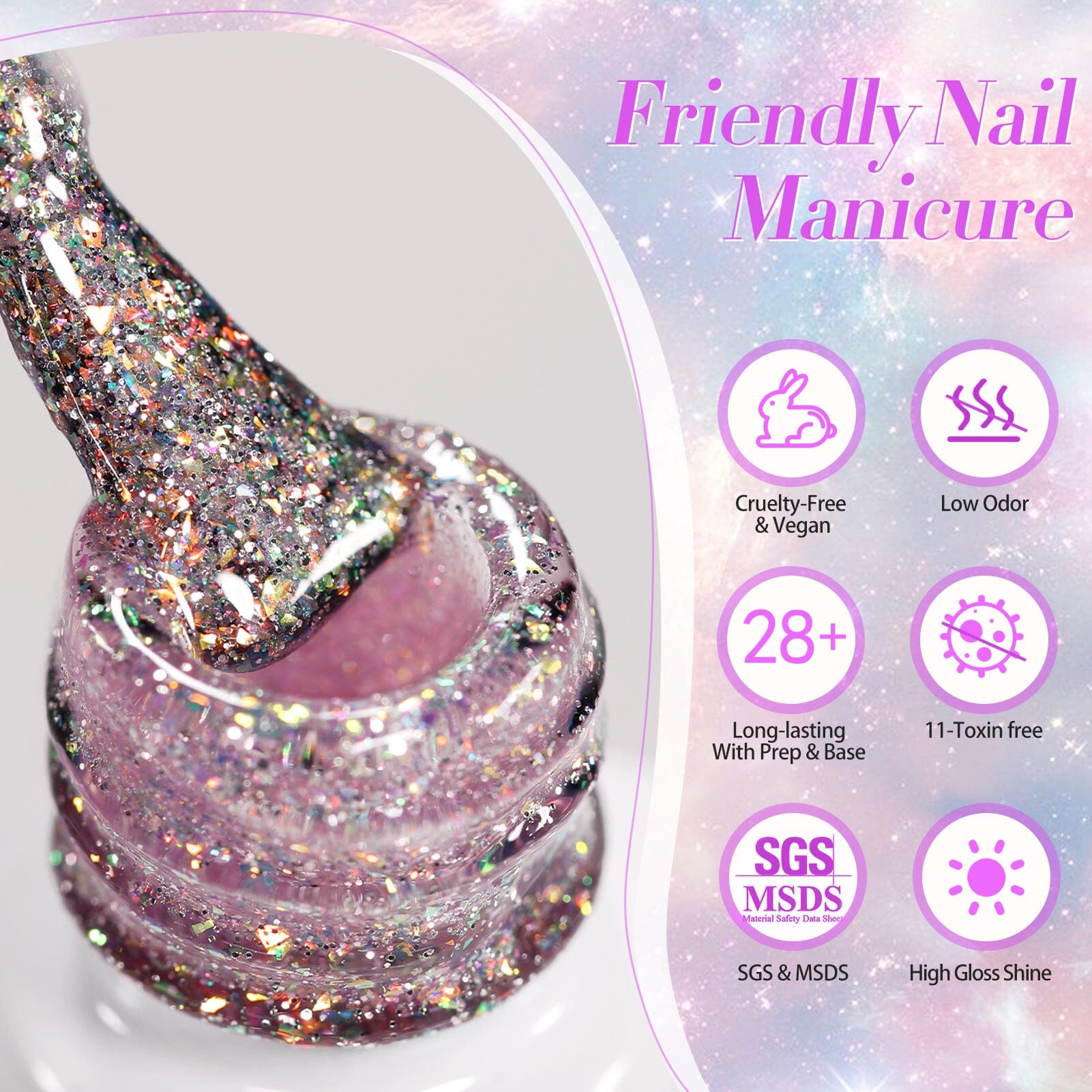 6 Colors Reflective Glitter Gel Polish Set T15 Crush Starlight 7ml Gel Nail Polish BORN PRETTY 