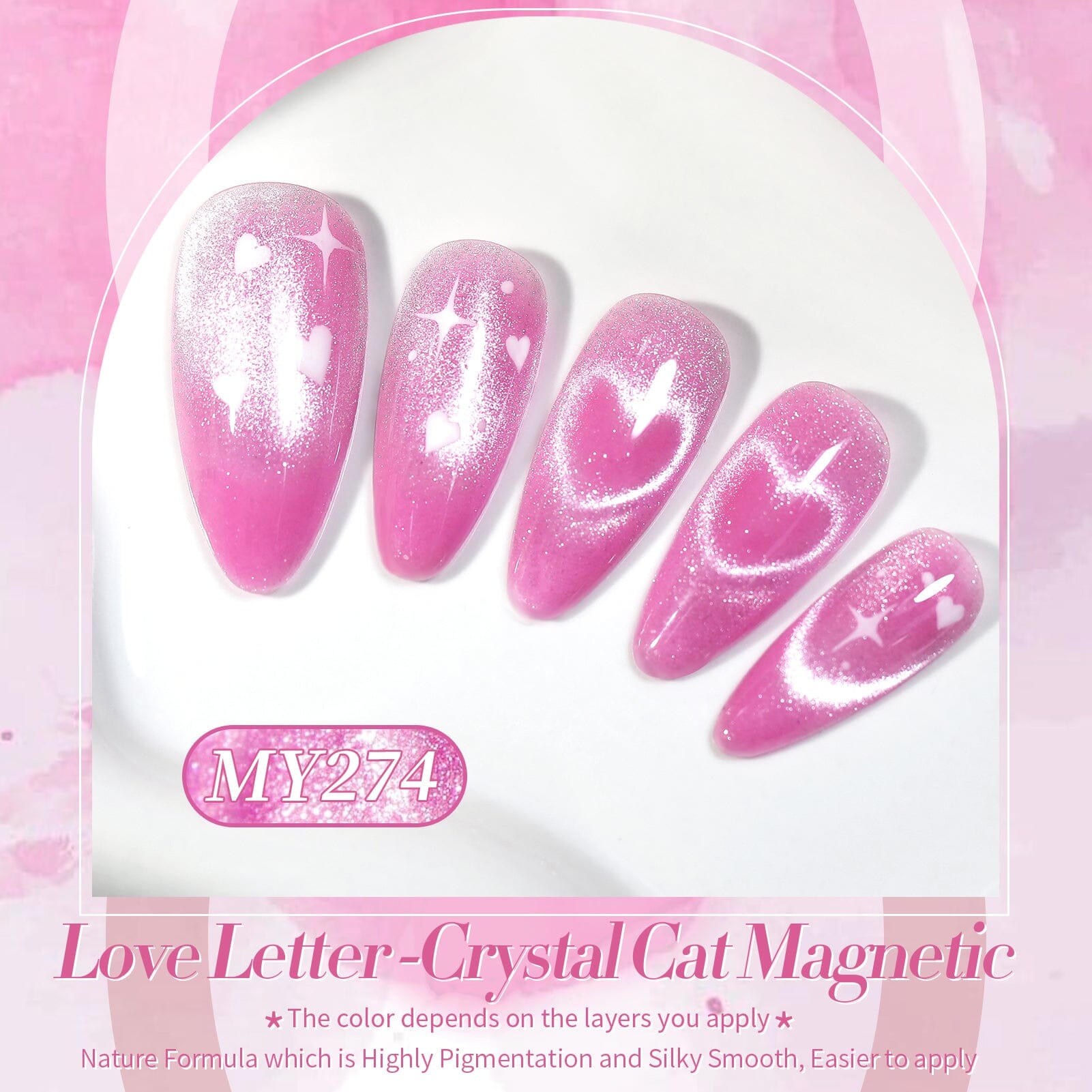 Pink Crystal Cat Magnetic Gel Polish MY274 Love Letter 15ml Gel Nail Polish BORN PRETTY 