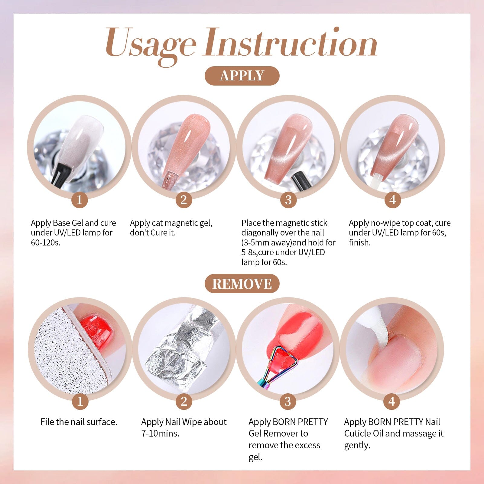 Brown Glass Cat Magnetic Gel Polish MY276 Light Vei 15ml Gel Nail Polish BORN PRETTY 