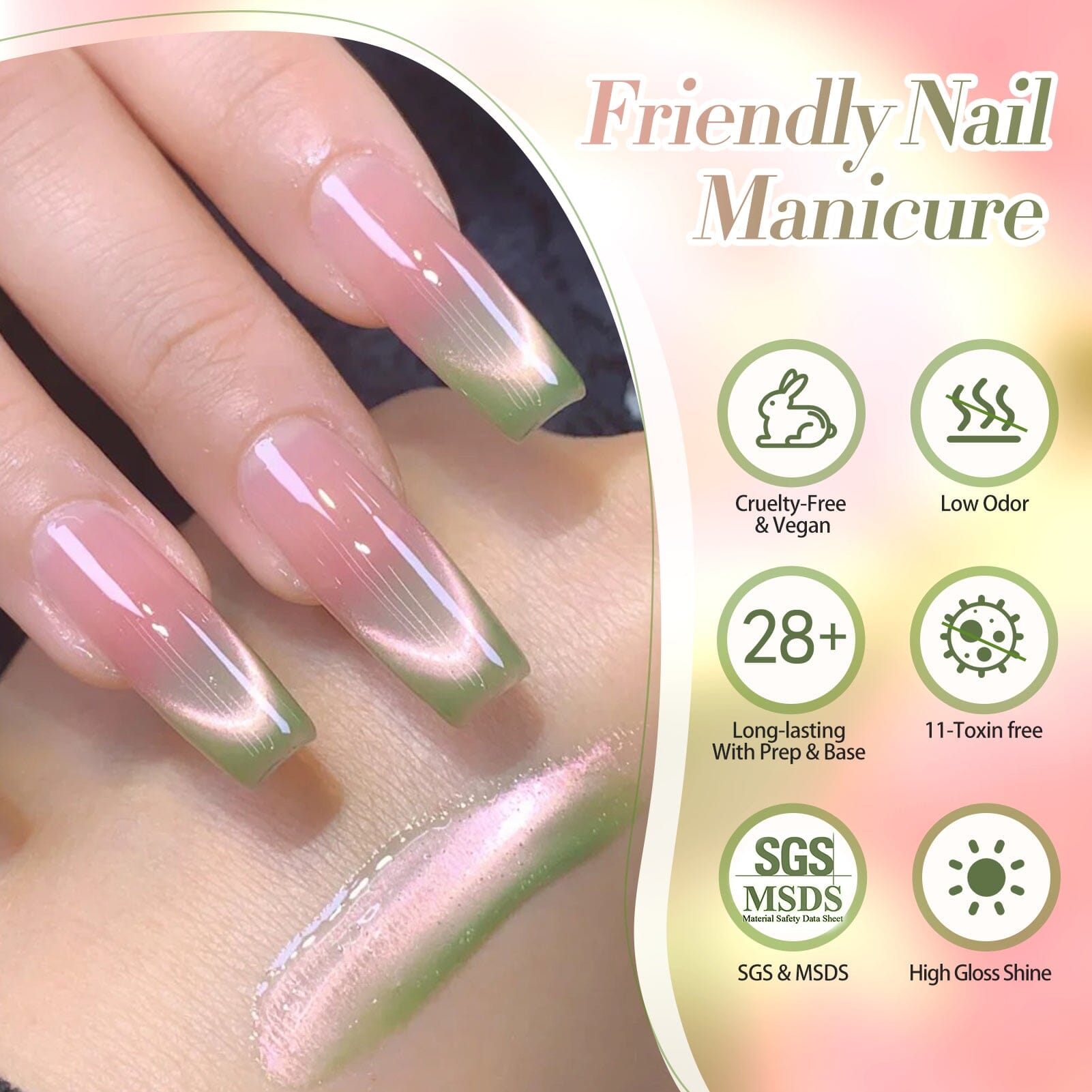 Green Colored Cat Magnetic Gel Polish MY278 Guava 15ml Gel Nail Polish BORN PRETTY 