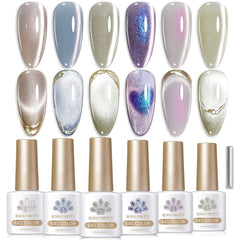[US ONLY] 6 Colors Grey Cat Magnetic Gel Set M44 Celestial Vault 7ml Gel Nail Polish BORN PRETTY 