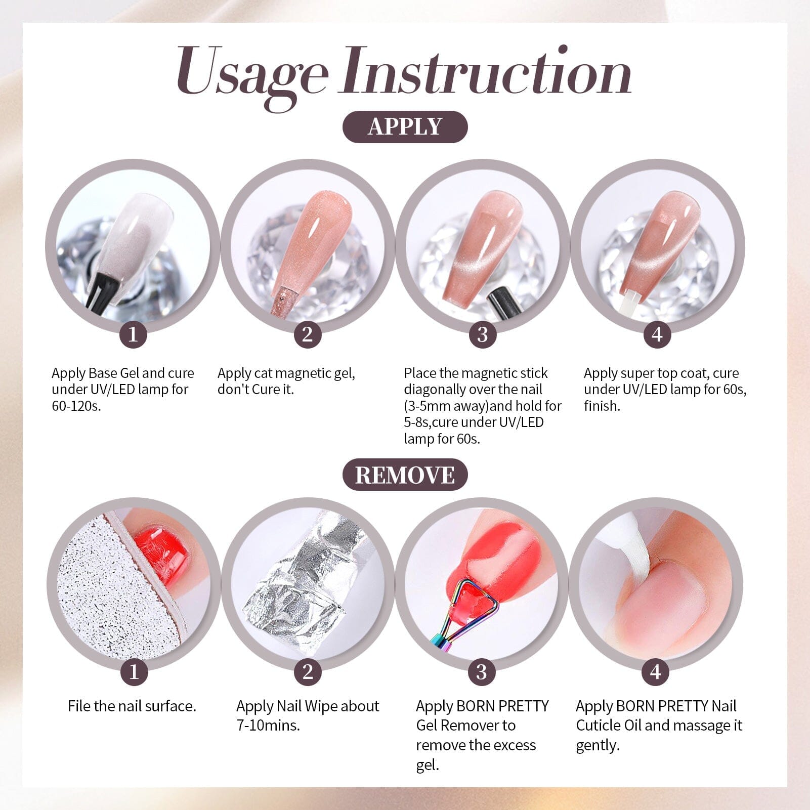 6 Colors Grey Cat Magnetic Gel Polish Set M44 Celestial Vault 7ml Gel Nail Polish BORN PRETTY 