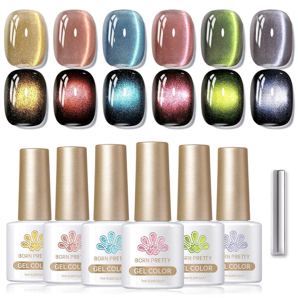 US ONLY] 6 Colors Colored Cat Magnetic Gel Polish Set M45 Orange