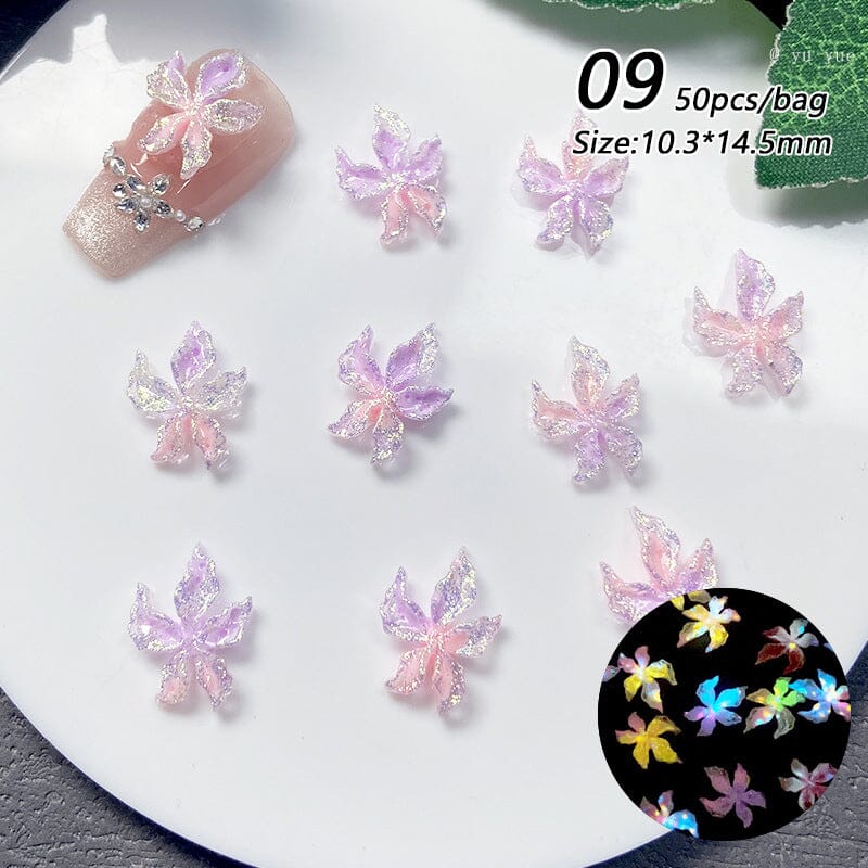 50pcs Colorful Luminous 3D Nail Decorations Resin Lily Flowers Nail Decoration No Brand 09 
