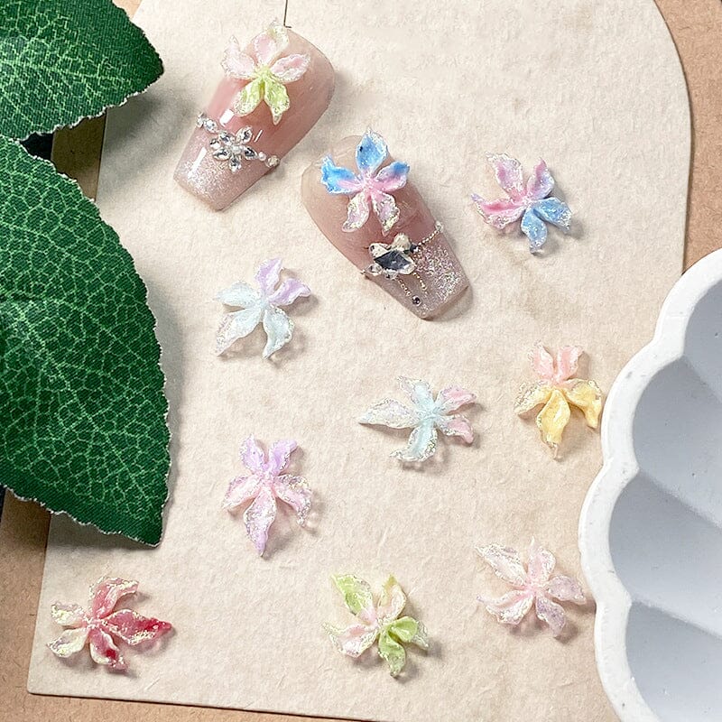 50pcs Colorful Luminous 3D Nail Decorations Resin Lily Flowers Nail Decoration No Brand 