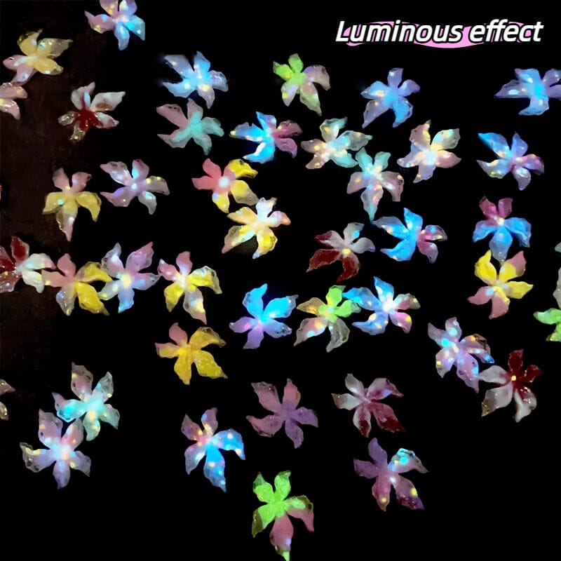 50pcs Colorful Luminous 3D Nail Decorations Resin Lily Flowers Nail Decoration No Brand 