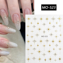 Gold Silver Starlight 3D Nail Sticker Nail Sticker No Brand 03 