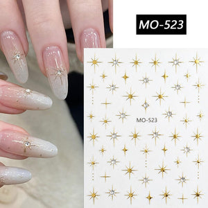 Gold Silver Starlight 3D Nail Sticker Nail Sticker No Brand 03 