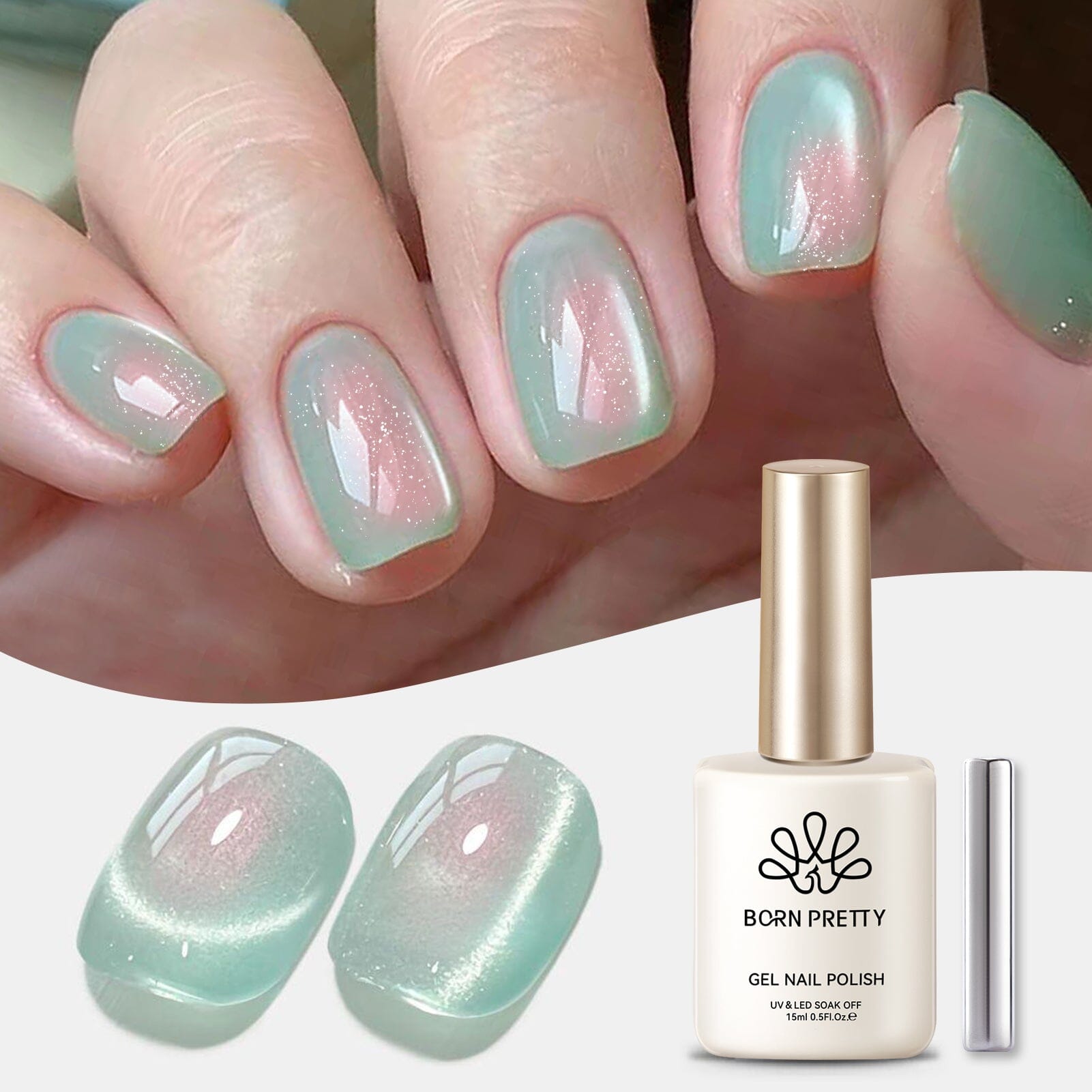 Green Aurora Cat Magnetic Gel Polish MY293 Tuberose 15ml Gel Nail Polish BORN PRETTY 