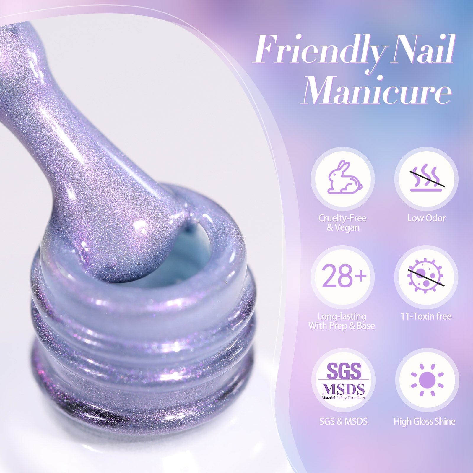 Purple Aurora Cat Magnetic Gel Polish MY294 Fairy Purple 15ml Gel Nail Polish BORN PRETTY 