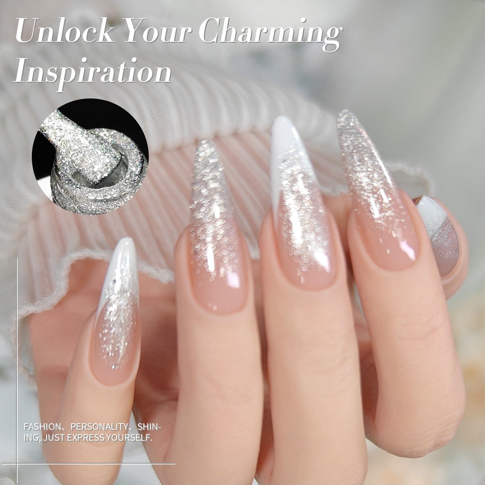 Silver Reflective Glitter Gel Polish SZ19 Neptune 15ml Gel Nail Polish BORN PRETTY 