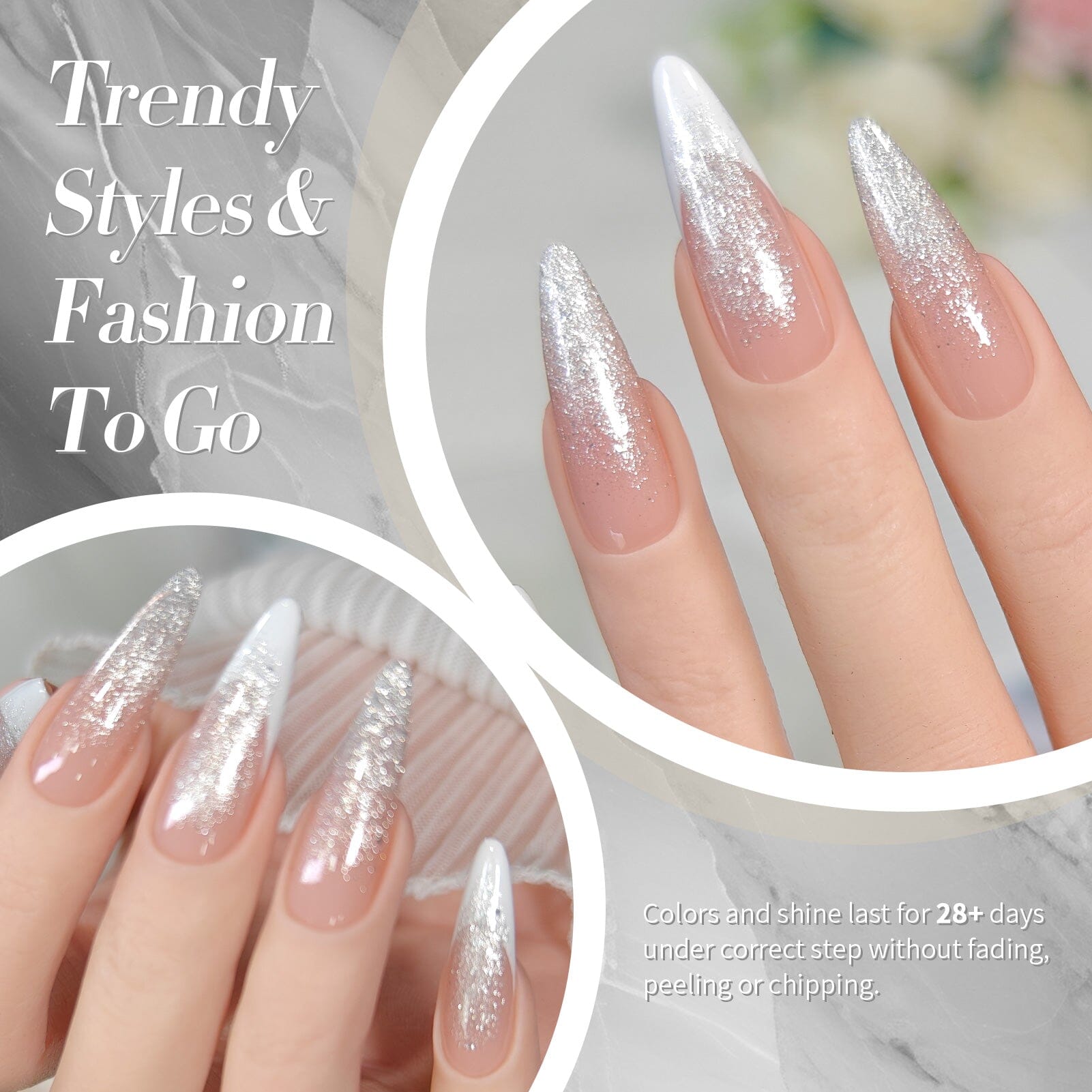 Silver Reflective Glitter Gel Polish SZ19 Neptune 15ml Gel Nail Polish BORN PRETTY 