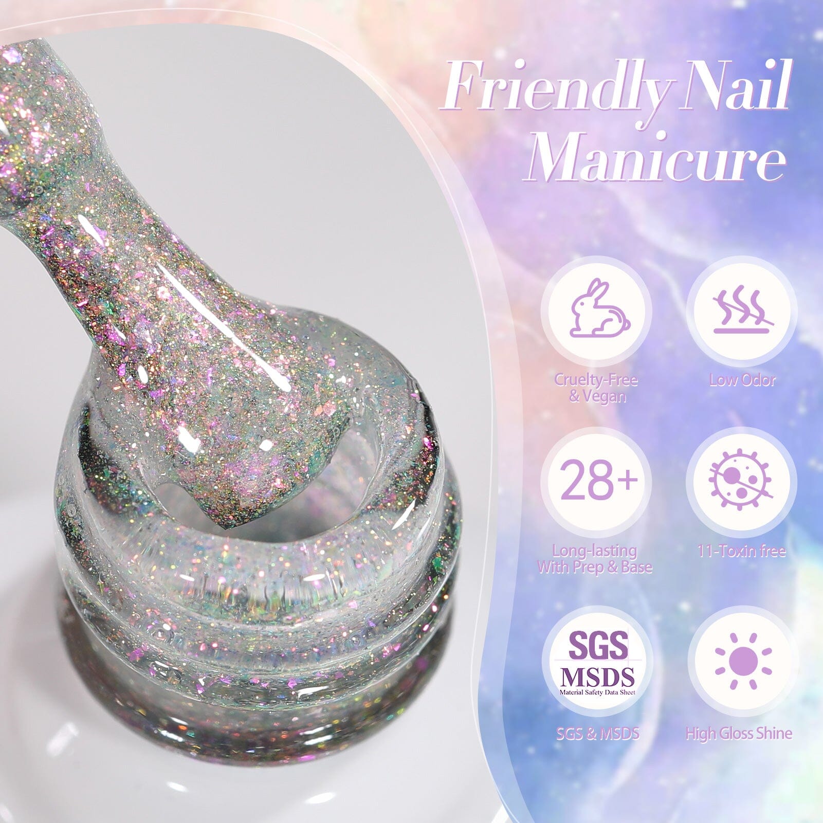 Purple Reflective Glitter Gel Polish SZ20 Fig 15ml Gel Nail Polish BORN PRETTY 