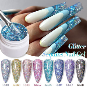 Glitter Sequins Nail Gel 7ml Gel Nail Polish LILYCUTE 