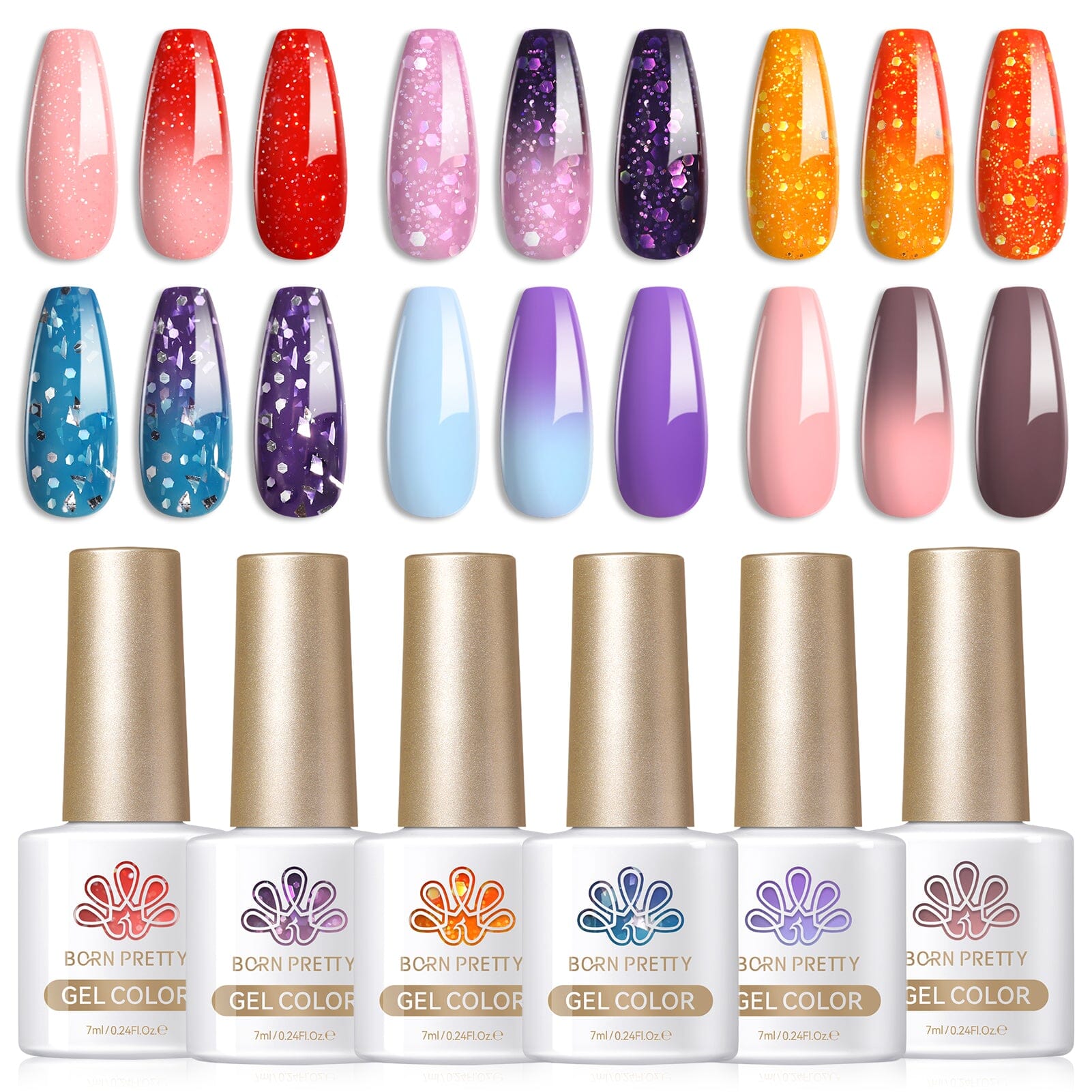 6 Colors Temperature-changing Gel Polish Set T16 NeoWave 7ml Gel Nail Polish BORN PRETTY 