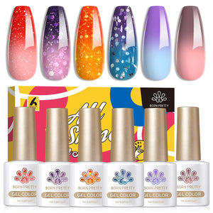 6 Colors Temperature-changing Gel Polish Set T16 NeoWave 7ml Gel Nail Polish BORN PRETTY 