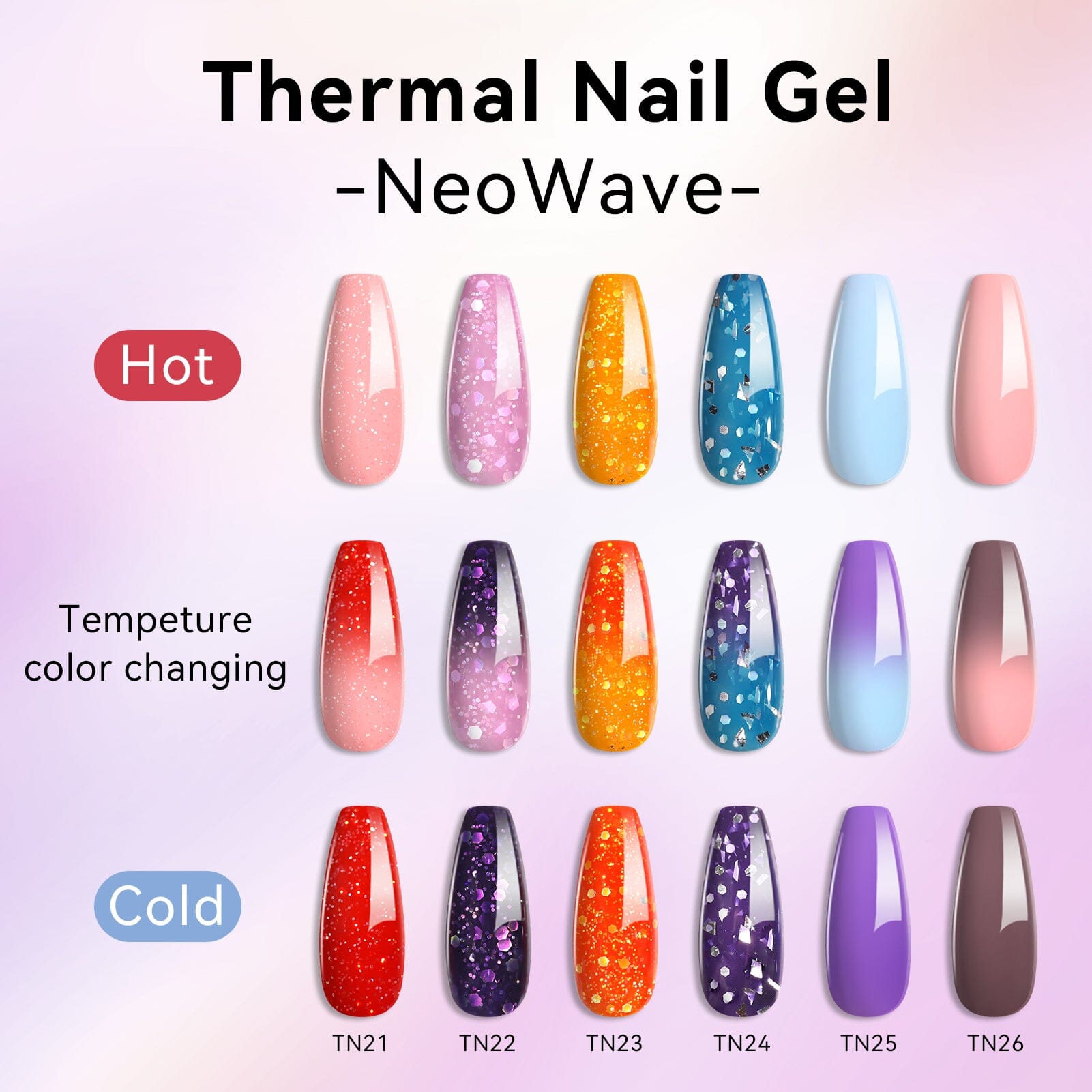 6 Colors Temperature-changing Gel Polish Set T16 NeoWave 7ml Gel Nail Polish BORN PRETTY 