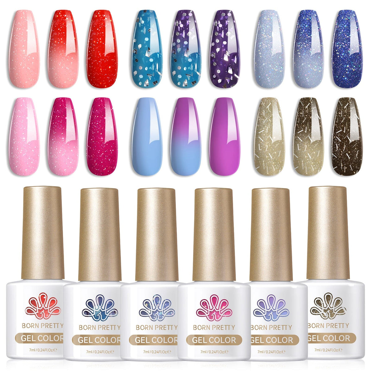 T17 Color Code 6 Colors Color Changing Gel Polish Set T17 ThermoScape 7ml – BORN PRETTY