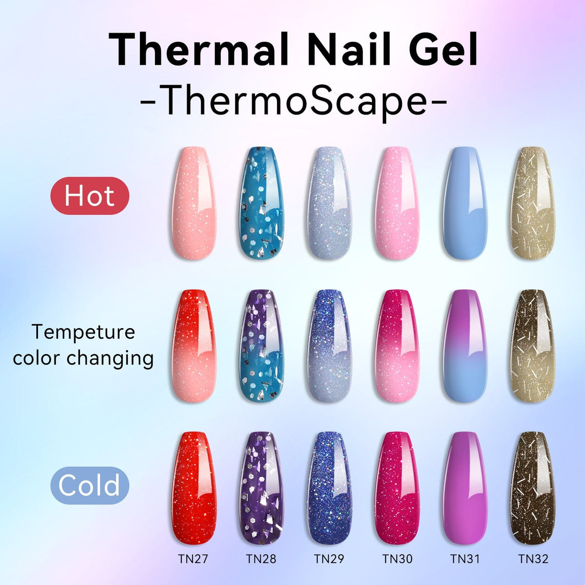 T17 Color Code 6 Colors Color Changing Gel Polish Set T17 ThermoScape 7ml – BORN PRETTY